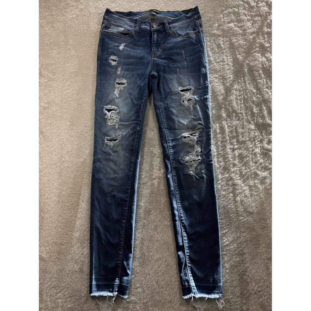 Judy Blue Womens  Distressed Skinny Blue Jeans 7/28 Meas: 26x27.5 READ